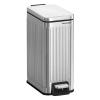 imageSONGMICS Bathroom Trash Can 16Gallon 6 L Trash Bin with Lid Slim for Small Spaces Stainless Steel Garbage Can Soft Close White ULTB563W02Silver