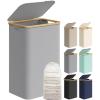 imageSONGMICS Laundry Hamper with Lid Large Laundry Basket 238 Gallons 90L Removable Mesh Liner Bamboo Handles Collapsible 165 x 126 x 278 Inches Cream White ULCB509W01Dove Gray