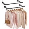 imageSONGMICS 2 Pack Clothes Rack WallMounted Industrial Pipe Clothing Rack SpaceSaving Garment Rack 118 x 33 x 28 Inches 132 lb Capacity for Each Hanging Rod Steel Black UHSR140B022