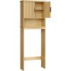 imageVASAGLE MAXE Collection  Over The Toilet Storage Cabinet 236Inch Wide Mid Century Modern Bathroom Organizer with Fluted Doors Adjustable Shelf SpaceSaving Oak Beige UBTS028YC01SOak Beige