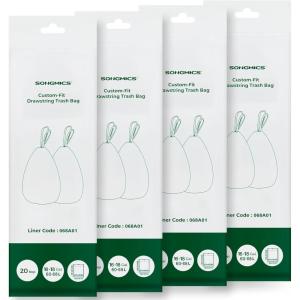 imageSONGMICS Trash Bags Compatible with SONGMICS Trash Can 18 Gallon 80 Count Drawstring Kitchen Garbage Bags 258 x 374 Inches 4 RollsWhite UKRB068A021 Count Pack of 1