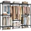 image:imageSONGMICS Clothes Rack Portable Closet HeavyDuty Wardrobe Closet Organizer with Hanging Rails and Shelves 799 Inches Tall Total Load 297 lb Easy Assembly for Bedroom Ink Black URDR212BZ01898 L x 177W x 799H