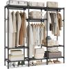 image:imageSONGMICS Clothes Rack Portable Closet HeavyDuty Wardrobe Closet Organizer with Hanging Rails and Shelves 799 Inches Tall Total Load 297 lb Easy Assembly for Bedroom Ink Black URDR212BZ0172L x 177W x 748H