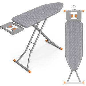image:imageSONGMICS Ironing Board Retractable Iron Rest Foldable Iron Board 43 x 13 Inches SpaceSaving Height Adjustable Padded with Cover Hook Dove Gray ULLB003GD02SDove Gray