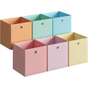 image:imageSONGMICS Storage Cubes Set of 6 Odorless Foldable Storage Boxes 102 x 102 x 11 Inches Closet Organizers for Shelf Rainbow Storage Bins Colorful Fabric Bins for Bedroom Living Room URFB226XA08MultiColor 1