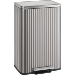 image:imageSONGMICS Trash Can 13 Gallon 50 L Garbage Can for Kitchen with Lid Pedal and Removable Inner Bucket Soft Close Stainless Steel 15 Trash Bags Code K Included Cloud White ULTB586WZ01Metallic Silver