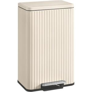 image:imageSONGMICS Trash Can 13 Gallon 50 L Garbage Can for Kitchen with Lid Pedal and Removable Inner Bucket Soft Close Stainless Steel 15 Trash Bags Code K Included Cloud White ULTB586WZ01Cream White