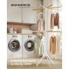 image:imageSONGMICS Clothes Drying Rack with Bamboo Hanging Rods Foldable Metal Laundry Rack SpaceSaving FreeStanding Airer Indoor Use White and Natural ULLR516W012 Tier