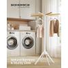 image:imageSONGMICS Clothes Drying Rack with Bamboo Hanging Rods Foldable Metal Laundry Rack SpaceSaving FreeStanding Airer Indoor Use White and Natural ULLR516W011 Tier
