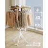 image:imageSONGMICS Clothes Drying Rack with Bamboo Hanging Rods Foldable Metal Laundry Rack SpaceSaving FreeStanding Airer Indoor Use White and Natural ULLR516W011 Tier