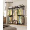 image:imageSONGMICS Clothes Rack Freestanding Wardrobe Closet Metal Clothing Racks HeavyDuty Garment Rack with Adjustable Shelves Hanging Rods Dividable 158 x 472 x 709 Inches Ink Black ULGR423B01Ink Black