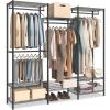 image:imageSONGMICS Clothes Rack Freestanding Wardrobe Closet Metal Clothing Racks HeavyDuty Garment Rack with Adjustable Shelves Hanging Rods Dividable 158 x 472 x 709 Inches Ink Black ULGR423B01Ink Black