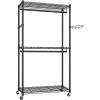 image:imageSONGMICS HeavyDuty Rolling Clothes Rack Garment Rack Portable Closet 354Inch Wide Clothing Rack on Wheels with Adjustable Mesh Shelves and Hanging Rails Hooks Ink Black ULGR413B01Medium