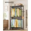 image:imageSONGMICS HeavyDuty Rolling Clothes Rack Garment Rack Portable Closet 354Inch Wide Clothing Rack on Wheels with Adjustable Mesh Shelves and Hanging Rails Hooks Ink Black ULGR413B01Medium