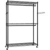 image:imageSONGMICS HeavyDuty Rolling Clothes Rack Garment Rack Portable Closet 354Inch Wide Clothing Rack on Wheels with Adjustable Mesh Shelves and Hanging Rails Hooks Ink Black ULGR413B01Large