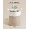 image:imageSONGMICS Laundry Hamper Cotton Rope Laundry Basket with Handles for Children Toys Clothing Living Room Bedroom 211 Gallons 157 x 157 x 236 Inches White and Grayish Brown URLH062LZ01White  Grayish Brown