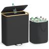 image:imageSONGMICS Recycling Bin for Kitchen 264 Gallon Bottle Recycling Container Collection Bin for Metal Plastic Paper Glass Inner Bag with Handles Kitchen Ink Black and Natural Beige URRB509B01Ink Black