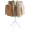 image:imageSONGMICS Clothes Drying Rack with Bamboo Hanging Rods Foldable Metal Laundry Rack SpaceSaving FreeStanding Airer Indoor Use White and Natural ULLR516W011 Tier