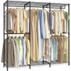 image:imageSONGMICS Clothes Rack Freestanding Wardrobe Closet Metal Clothing Racks HeavyDuty Garment Rack with Adjustable Shelves Hanging Rods Dividable 158 x 472 x 709 Inches Ink Black ULGR423B01Ink Black