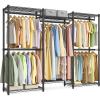 image:imageSONGMICS HeavyDuty Clothes Rack Garment Rack Portable Closet 864Inch Wide Clothing Rack with Adjustable Mesh Shelves and Hanging Rails Ink Black ULGR434B01Medium