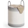 image:imageSONGMICS Laundry Hamper Cotton Rope Laundry Basket with Handles for Children Toys Clothing Living Room Bedroom 211 Gallons 157 x 157 x 236 Inches White and Grayish Brown URLH062LZ01Cloud White  Dove Gray