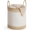 image:imageSONGMICS Laundry Hamper Cotton Rope Laundry Basket with Handles for Children Toys Clothing Living Room Bedroom 211 Gallons 157 x 157 x 236 Inches White and Grayish Brown URLH062LZ01Cloud White  Camel Brown