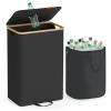 image:imageSONGMICS Recycling Bin for Kitchen 264 Gallon Bottle Recycling Container Collection Bin for Metal Plastic Paper Glass Inner Bag with Handles Kitchen Ink Black and Natural Beige URRB509B01Ink Black